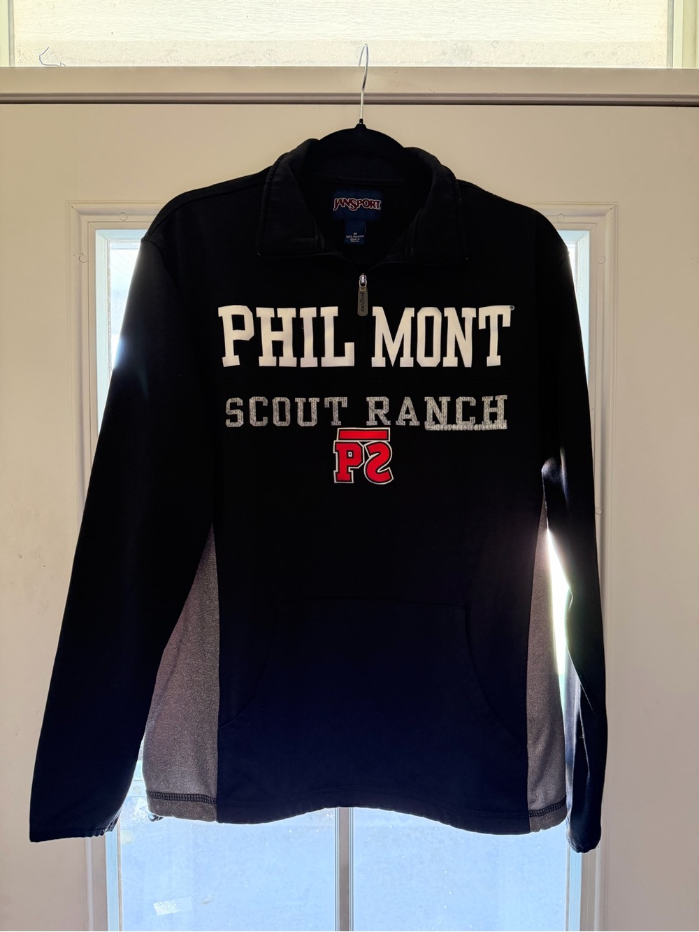 Jansport Black Philmont Scout Ranch Quarter-Zip Pullover with Red Logo